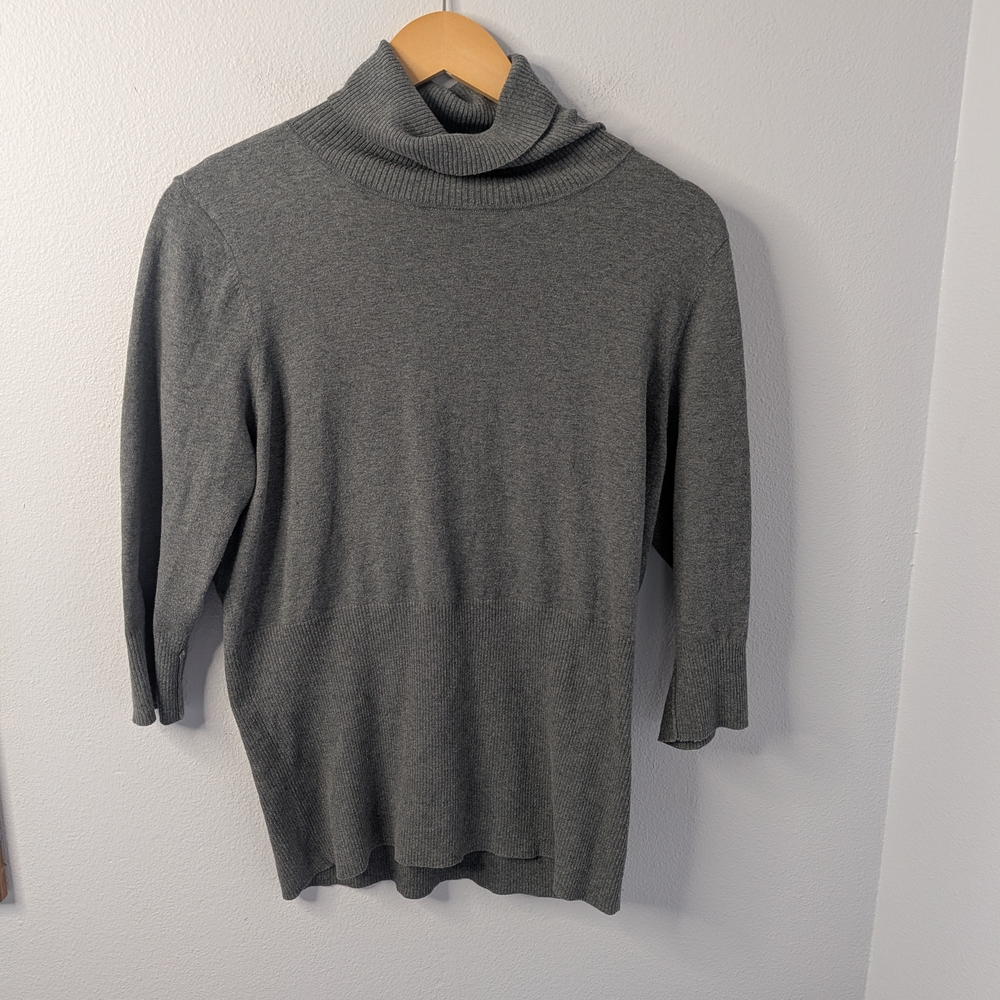 WHBM Gray Cowl Neck Knit Top | Cotton Silk Cashmere Blend | Size XL‎